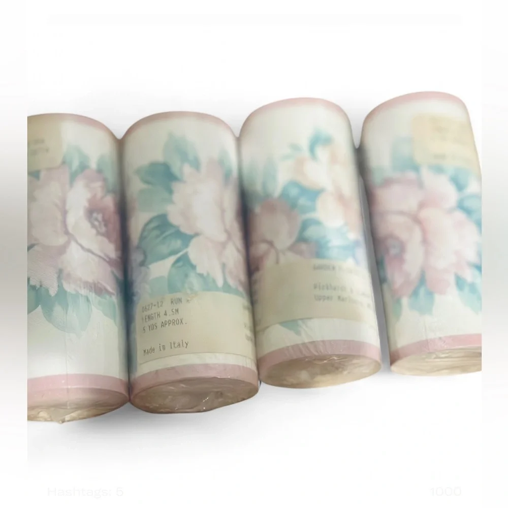 Vintage NOS Pickhardt & Siebert Italian Wallpaper Border in Garden Flowers (4)